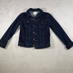 Calvin Klein Jeans Mens Dark Wash Denim Trucker Jacket Indigo Blue 42WJ780 Small